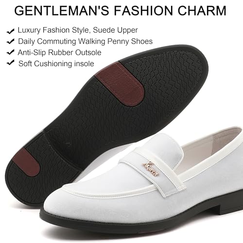 Mens Velvet Loafers, Men's Fashion Mens Dress Shoes Classic Loafers for Wedding Party Penny Dancing,Slip-On Flats Smoking Slippers Prom2