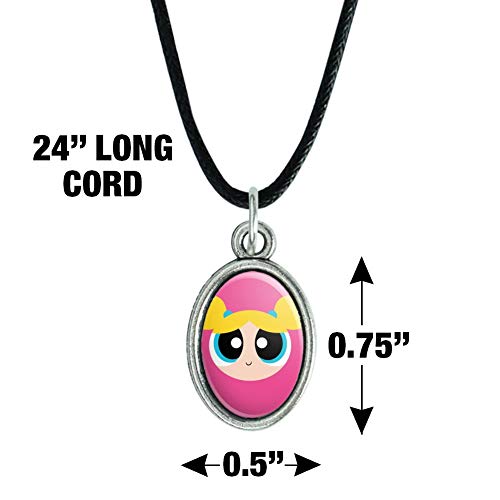 GRAPHICS & MORE Powerpuff Girls Bubbles Head Antiqued Oval Charm Pendant with Black Satin Cord4