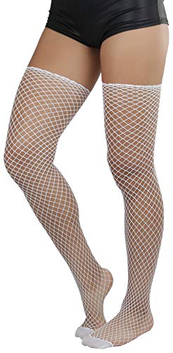 Image of ToBeInStyle Women's Seductive Punk Rock Basic Unfinished Rawedge Fishnet Thigh Highs