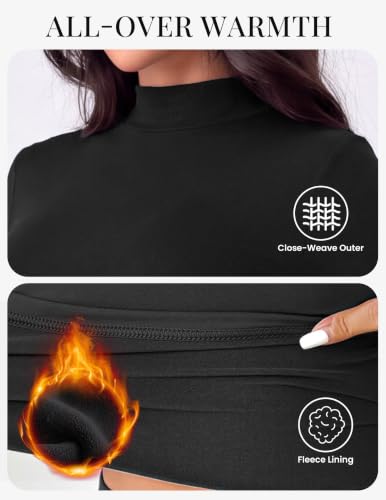 Ekouaer Women Mock Turtleneck Tops Long Sleeve Shirts Thermal Base Layer - image 4