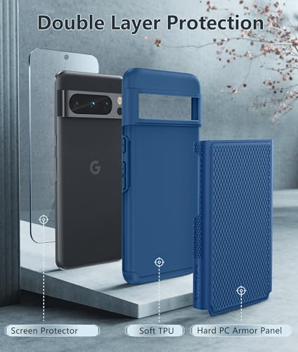 Image of FNTCASE for Google Pixel 8-Pro Case: Dual Layer Shockproof Protective Cell Phone Cover | Anti Slip Textured Back | Military Protection Bumper | Heavy Duty Rugged Tough