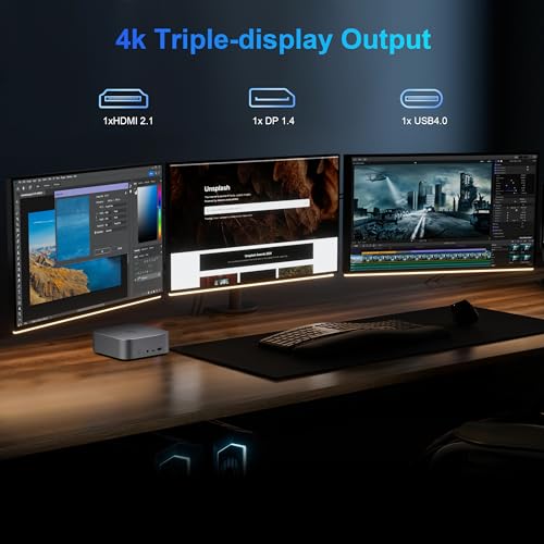 Image of Beelink SER8 Mini PC, AMD Ryzen 7 8745HS(Max 4.9GHz), 16GB DDR5 5600MHz 512GB PCIE4.0 SSD Mini Desktop Computer,Radeon 780M Graphics 12 core 2600MHz, 4K Triple Display USB4 /DP /HDMI, 2.5G LAN Micro PC