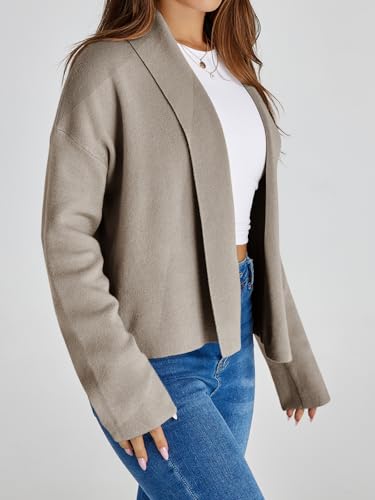 Image of Saodimallsu Womens Cropped Cardigan Open Front Shawl 2026 Fall Trendy Long Sleeve Sweater Jacket
