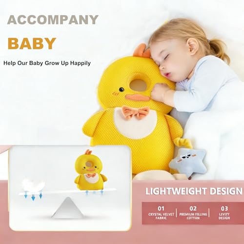 Image of Baby Head Protector Backpack, Toddler Baby Head Protection Backpack with Baby Knee Pads Alarm Function for Walking & Crawling, Soft, Breathable and Wearing Safety Baby Head Protector (Yellow Chick)