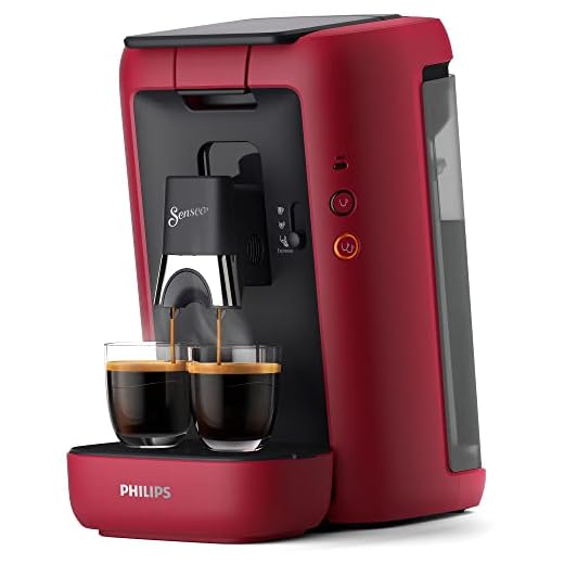 Philips Domestic Appliances CSA260/91 Senseo Maestro Machine à Café Dosettes avec Réservoir d'Eau de 1,2 Litre, Sélection l'Intensité du et Fonction Mémo, Produit Vert, Couleur : Rouge