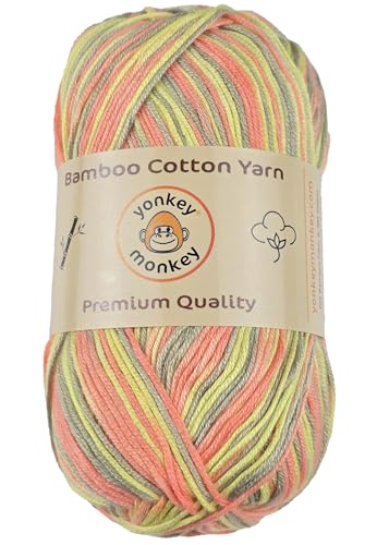 Image of 10-Pack of Yonkey Monkey 500 Grams Yarn - 70% Rayon derived from Bamboo, 30% Cotton - Imported - Tiger Mix 9046