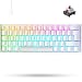 Produktbild MAGIC-REFINER QWERTY 60% tragbare mechanische Gaming-Tastatur, 14 Chroma-RGB-LED-Licht, Typ C, 62 vollständige Anti-Ghosting-Tasten, ergonomisches Design, für PC/Mac (weißer/roter Schalter)