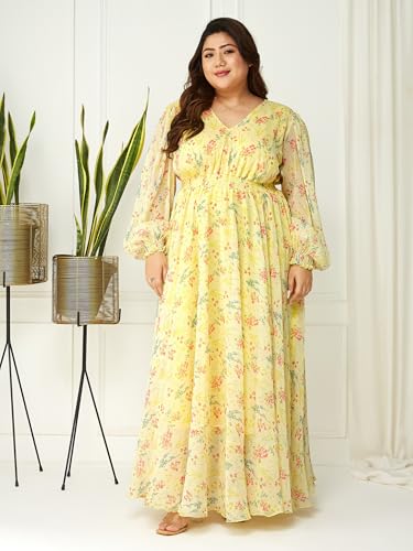 Image of Miss Chase A+ Women's V-Neck Three-Quarter Sleeve Floral Wrap Chiffon Midi Dress