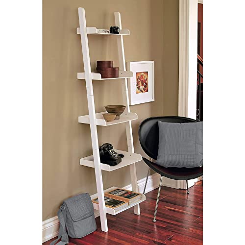 Kiera Grace Modern 5-Tier Wood Ladder Bookshelf, White #TOP4