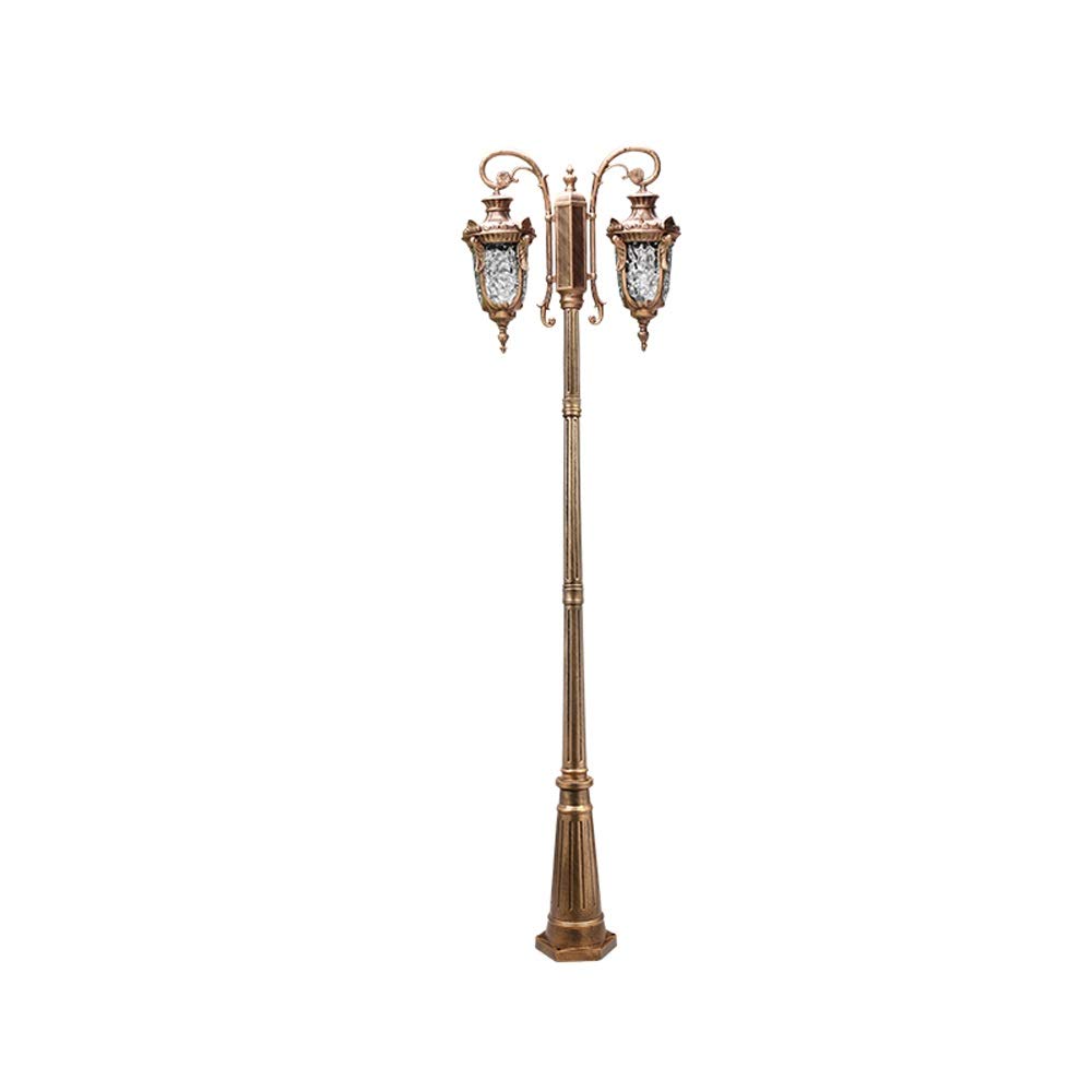 Farola de Poste Alto para Calle, E27, 2 Luces, Exterior, Estilo Vintage, para Camino, de Cristal, IP54, Resistente al Agua, de Aluminio Fundido a presión, para jardín o p,Height 2.4m