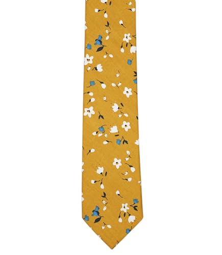 Image of BELLUNO Men's Cotton Floral Skinny Tie, 2.5 inch Width, with Gift Box