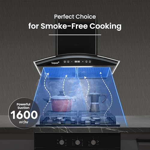 Image of Livpure Eterna Max BLDC 60 cm | Curved Glass | 1600 m /hr Suction | BLDC Motor | Filterless | Touch & Gesture Control | Low Noise | 10 Years Motor + 1 Year Comprehensive Warranty | Black