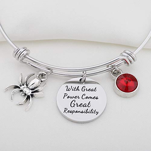 KUIYAI With Great Power Comes Great Responsibility Bracelet with Spider Charm Bangle Movie Gift Inspiration Jewelry3