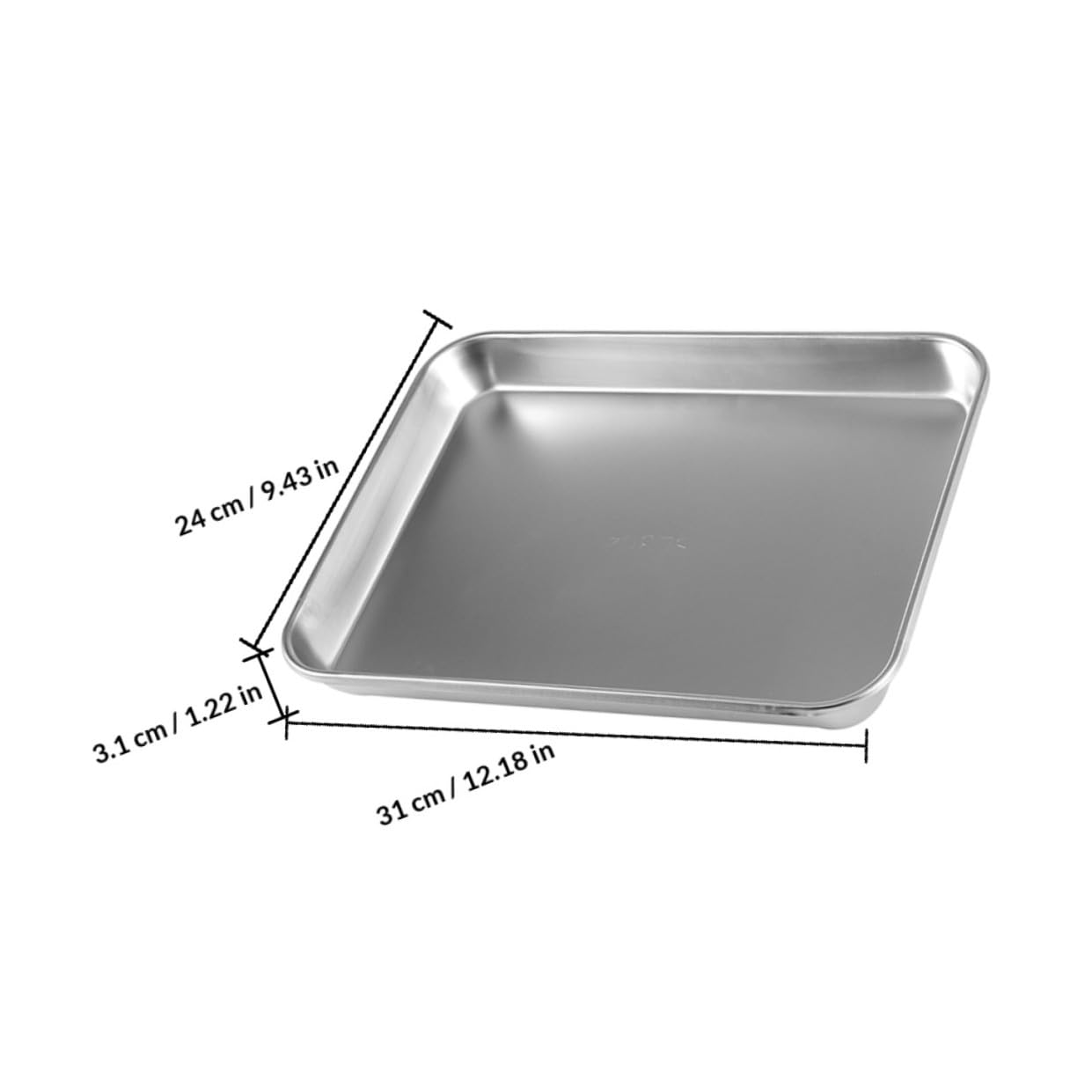 Set da 2 Vassoi Piatto in Metallo Inossidabile 304 per Strumenti Medici, 310x240x31 Mm, Vassoi Metallici per Forniture di Laboratorio e Uso Professionale Sanitario