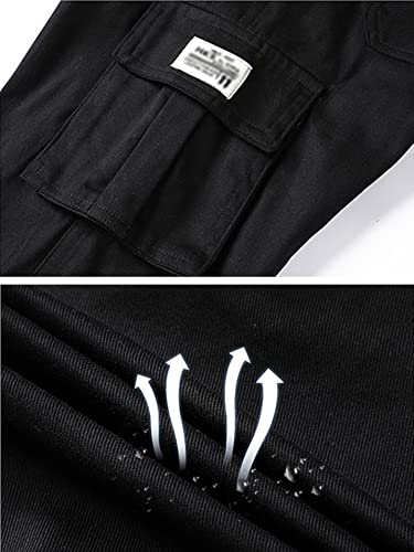 Natust Boys Cargo Pants Drawstring Joggers Kids Casual Twill Jogging Trousers Black 11-12 Years #TOP5