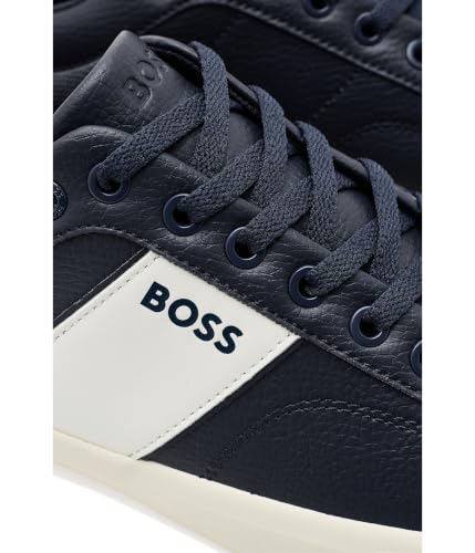 Image of BOSS Men's Aiden Logo Block Leather Low Top Sneakers