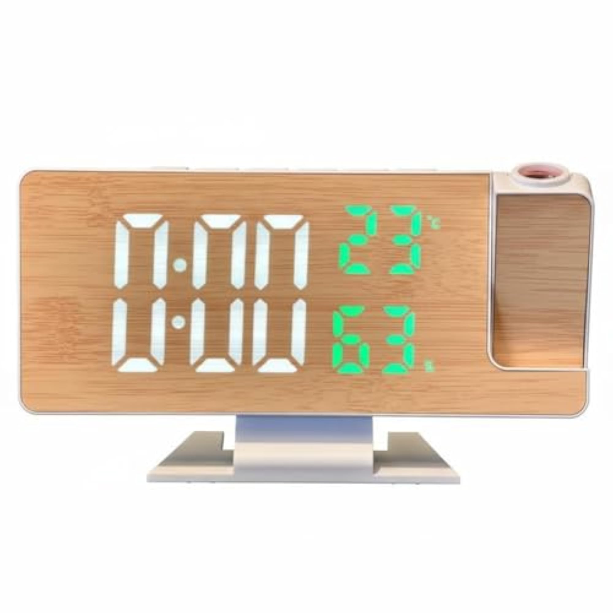 Temperature and Humidity Display Bamboo Pattern Projection Clock, Modern
