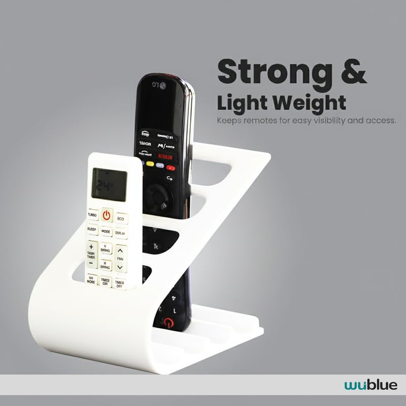 Image of SleekDock - Remote Holder Stand | Holds up to 4 Remotes | Ergonomic Slant Design | Desk & Living Room Organizer (White) Pack Of 2