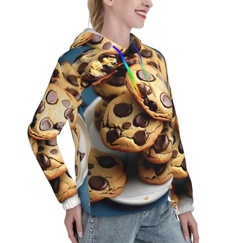 Sweat à capuche imprimé biscuits femme pull ample avec poche kangourou - 3