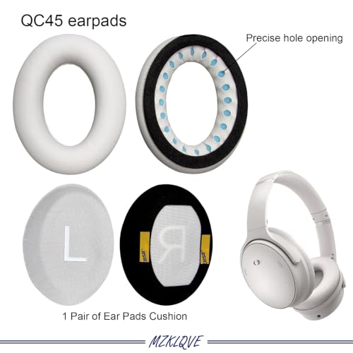 Almohadillas para auriculares QC45 - Almohadillas de reemplazo para auriculares Bose QuietComfort 45 (QC45), QC SC y QC SE (Humo Blanco) miniatura 4
