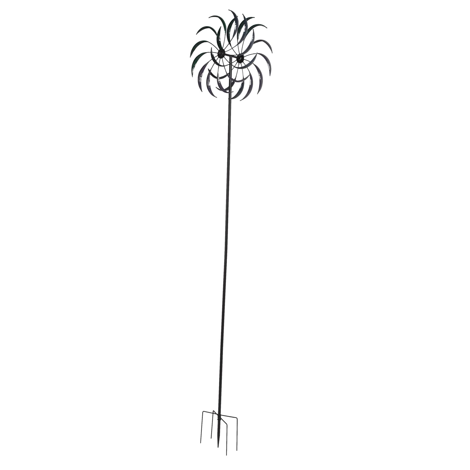 Colorido molinillo de viento de jardín de doble capa de metal, molinillos de viento decorativos para césped y patio, 78.7 x 15.9 pulgadas