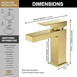 Brushed gold bathroom faucet single hole lava odoro brass bathroom sink faucet single handle gold vanity faucet with drain assembly deck plate included bf307 sg  urban country home decor