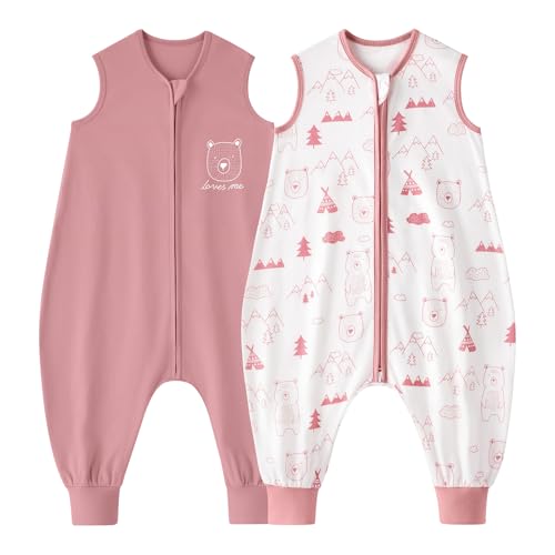 Looxii 2er Pack Baby Sommerschlafsack mit füßen 0.5 Tog...