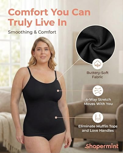 image for SHAPERMINT Womens Tops - Scoop Neck Cami Body Shaper for Women, Shapew