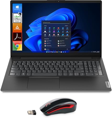Lenovo Pc Portatile Notebook, Display Full HD da 15,6', Cpu Intel N4500, Ram 8Gb, Ssd 256Gb, Windows 11 Pro, compatibile con Pacchetto Office Pro 2021 + Mouse Wireless, Pronto All'Uso, 82QY