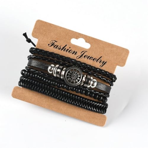 Vientiq Store Vientiq Men's Black Multi-Layer Leather Bracelet Set - Image 7