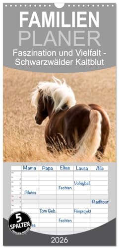 Familienplaner 2026 - Faszination und Vielfalt - Schwarzwälder Kaltblut mit 5 Spalten (Wandkalender, 21 cm x 45 cm), CALVENDO: Kraftvoll, elegant, ... Pferd durch das Jahr (CALVENDO Tiere)