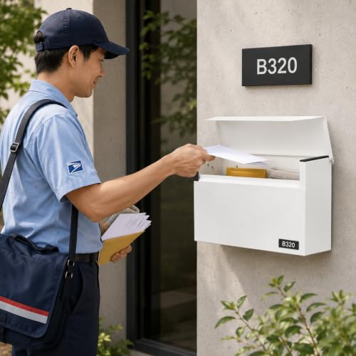 Image of KYODOLED Wall Mount Mailbox for Outside, No Lock, 14.56 in, White