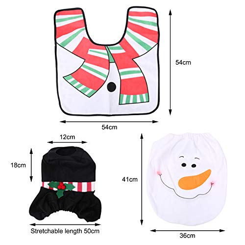 Morobor Weihnachten Toilettendeckel, Badezimmer Toilettensitzpolster, Wassertankbezug und Taschentuch-Set, weißer… – Bild 3