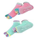 2 pares de calcetines de yoga para mujeres y hombres, calcetines antideslizantes