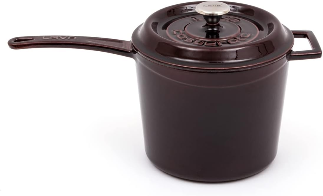 LAVA Cast Iron Round Saucepan 3,38 Quart, Diameter: 18 cm / 11 in, Capacity: (Lt.) 3.2Lt / (Gal.) 0.84 gal, Cast Iron Saucepan with lid, Enamelled