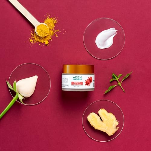 Image of ARISH BIO-NATURAL Essential Night Cream with Almond Oil, Ginseng & Sandalwood | Overnight Hydration & Skin Repair | Restores Glow While You Sleep | 50ml