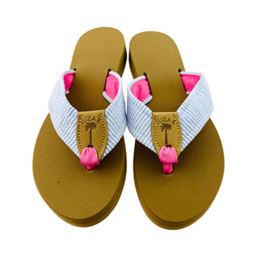 Light Blue Seersucker with Almond Sole