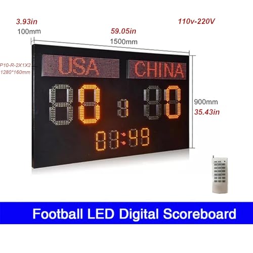 Marcador electrónico para fútbol LED tamaño 150x90 cm miniatura 2