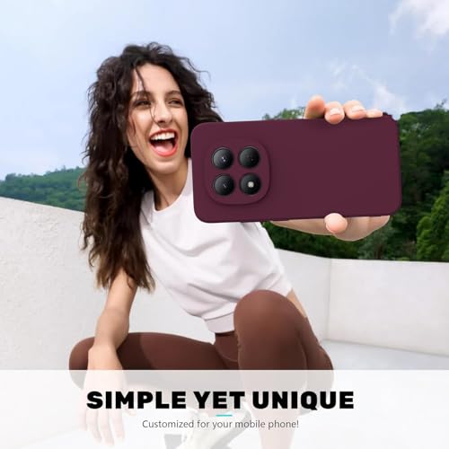 Image of DIZORO Compatible with Mi Redmi Note 15 Pro Plus 5G Back Cover with Upgraded Square Edges for Camera Protection Shockproof Flexible Matte Liquid Silicone Mobile Phone Case - Wine