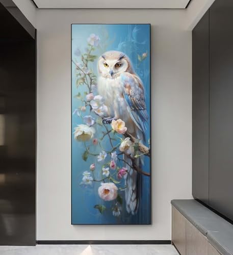 Diamond Painting Chouette Fleur Point de Croix, Broderie Diamant Kit Complet, 5D DIY Diamond Painting Adulte Grand Format Perle Diamant a Coller, Mosaique...