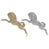 Spilla vintage a forma di cavallo: presenta un design a cavallo color oro antico finemente lavorato che dona eleganza senza tempo a qualsiasi ensemble, rendendo una dichiarazione di moda audace sia per donne che per uomini; misura 3,5 x 8,3 cm per una presenza evidente ma equilibrata su giacche, sciarpe o cappelli.