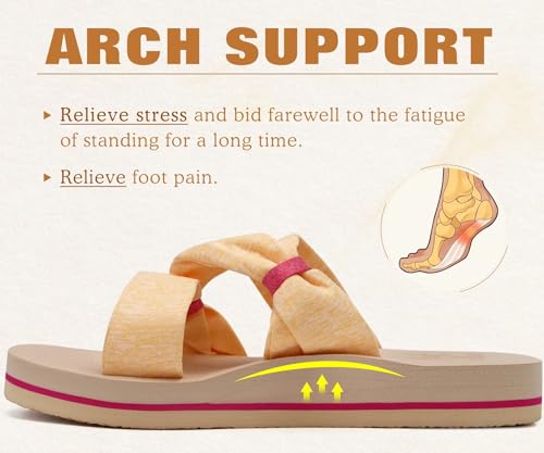 Image of KuaiLu Womens Dressy Bow Sandals Arch Support Yoga Foam Cushion Comfortable Walking Slides Open Toe Summer Beach Indoor Outdoor Slippers