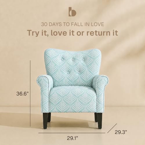 Image of BELLEZE Set of 2 Upholstered Accent Chair - Frond Blue