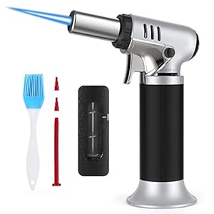 Küchenbrenne Flambierbrenner,Nachfüllbar Butan Gasbrenner mit Auspuffwerkzeugen und Pinsel für die Home Creme Brulee Gebäck Desserts (907)