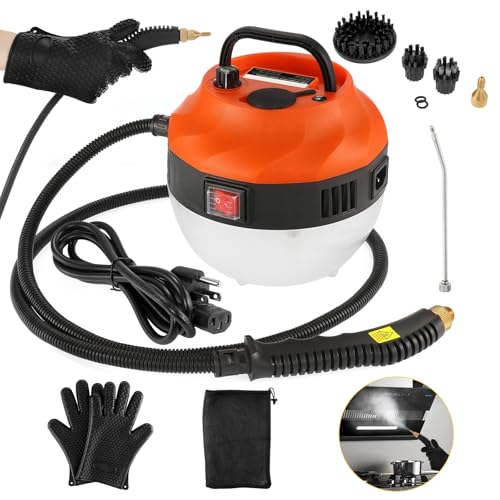 Dyna-Living Steam Cleaner 2500W Steamer for Cleaning with 1400ml Water Tank Steam Cleaner Handheld for Home Use, High-Pressure Steamer Cleaner for Car, Portable Car Steamer for Auto Detailing, Orange