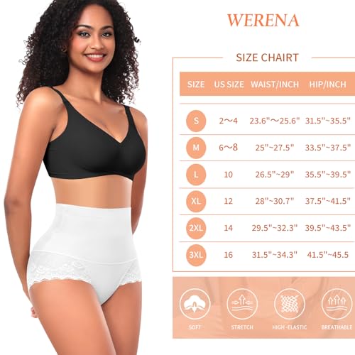Image of Werena Tummy Control Shapewear Panties for Women High Waisted Shaping Underwear Lace Body Shaper Girdle