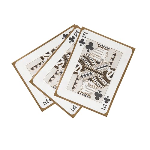 Talking Tables Spielkarten Servietten für Casino Partydekorationen, Spieleabend, Poker | Packung mit 20 goldenen Papierservietten Ass Bube König Königin Alice im Wunderland Kartenspiel, Mittel – Bild 3