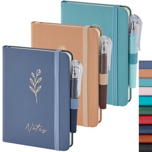 Image of (3 Pack) Small Pocket Journaling Notebooks for Women /Men, 3.7 inch x 5.7 inch A6 Mini Diary Journal with Pen, 400 Pages 100GSM Paper, Cute Notebook Journal for Writing, Travel, Business, Work & School