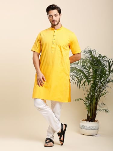 Image of Rajubhai Hargovindas Green Khadi Half Sleeve Kurta