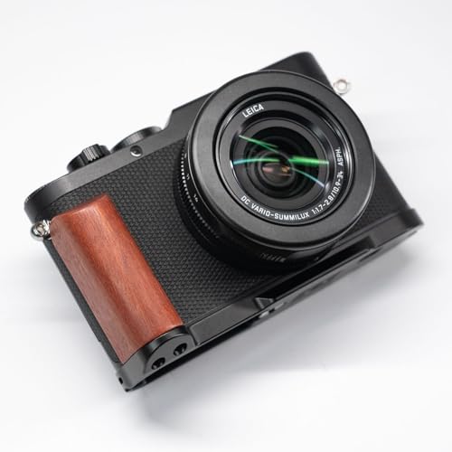 Iborrys - Camera Dedicated Grip · Retro Solid Wood L Shaped Handle for Leica D-LUX8 · Built-in Arca Quick Release Plate+1/4-inch Threaded Hole+Hand Strap Hole (Red Sandalwood)